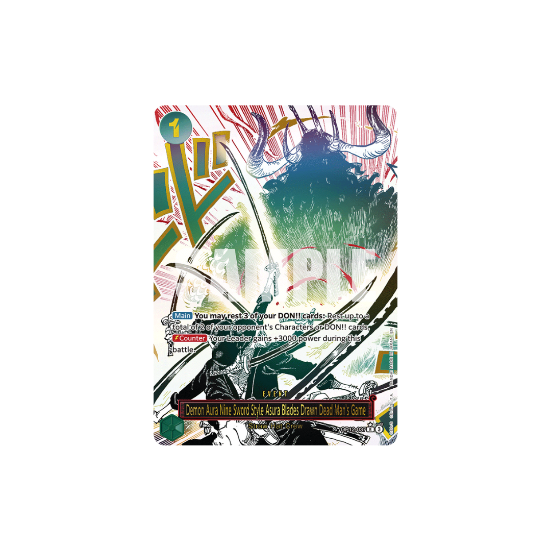 Demon Aura Nine Sword Style Asura Blades Drawn Dead Man's Game - OP12-037 - R Parallel - Legacy Of The Master